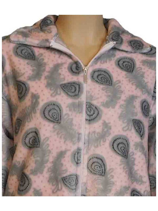 Koyote Winter Damen Vlies Robe Pink Patterned