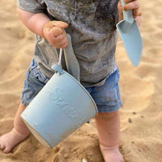 Scrunch Beach Bucket made of Silicone Blue Duck Egg Blue