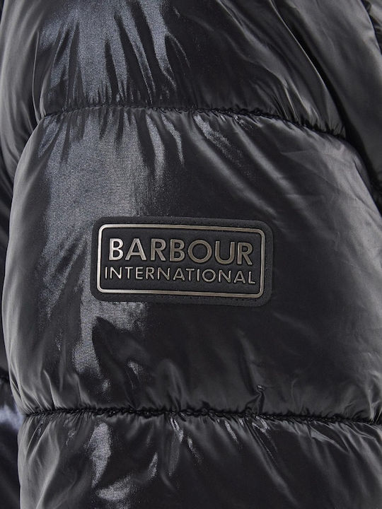 Women's Short Puffer Jacket for Winter with Hood Black