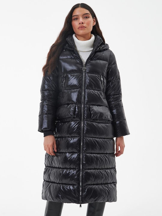 Women's Short Puffer Jacket for Winter with Hood Black