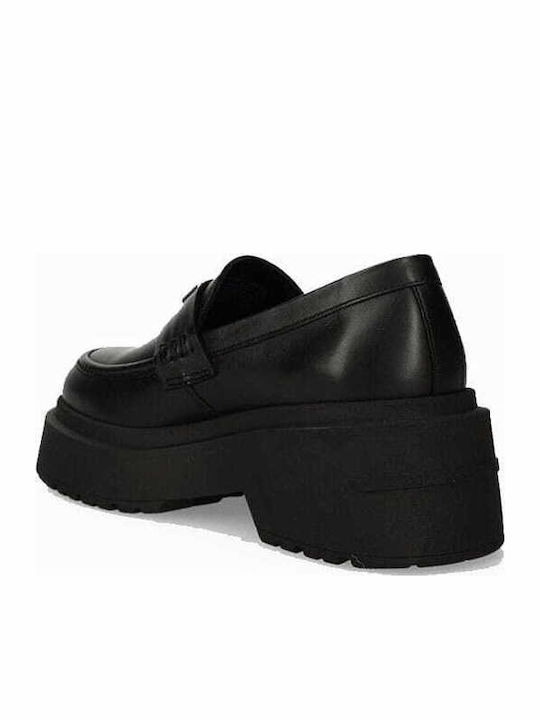Leather Women's Moccasins in Black Color