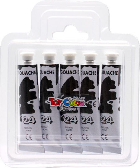 Toy Color Gouache Tempera Tempera Paints Black in Tube 12ml 5pcs 220.730.24