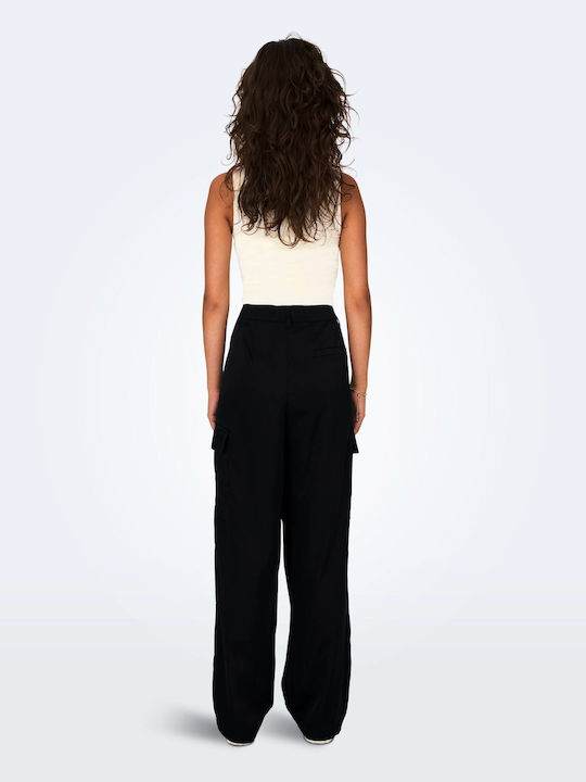 Only Women's Satin Cargo Trousers Black