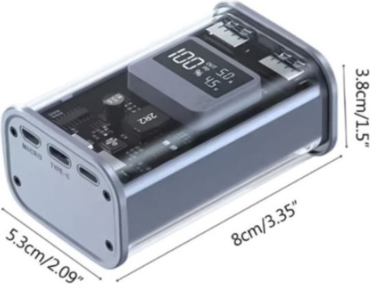 Treqa TR-956 Power Bank 10000mAh 20W με 2 Θύρες USB-A και Θύρα USB-C Power Delivery / Quick Charge 3.0 Γκρι