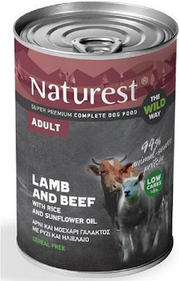 Naturest Beef Υγρή Τροφή Σκύλου Διαίτης με Αρνί, Μοσχάρι και Ρύζι χωρίς Σιτηρά σε Κονσέρβα 400γρ.