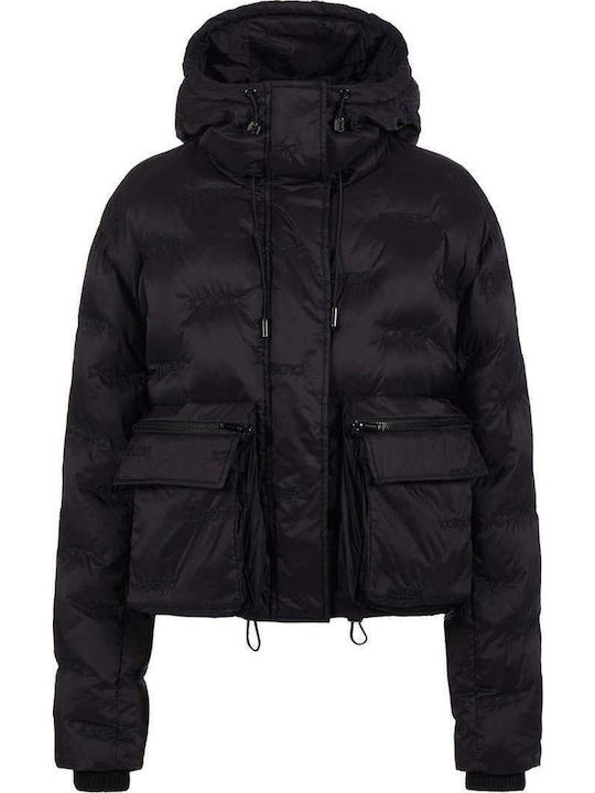 Women's Short Puffer Jacket for Winter Black