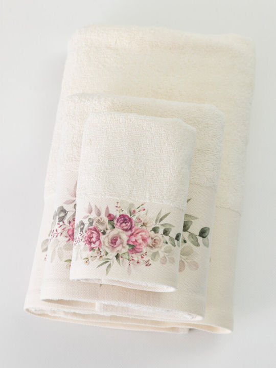 Borea 3pc Bath Towel Set Agnes Ecru