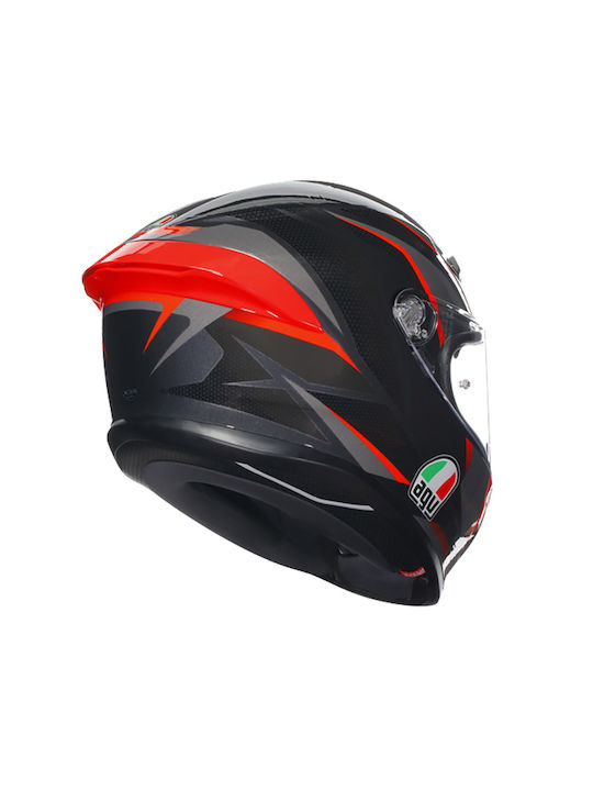 AGV K6 S Full Face Helmet with Pinlock ECE 22.06 1255gr Slashcut Black/Grey/Red