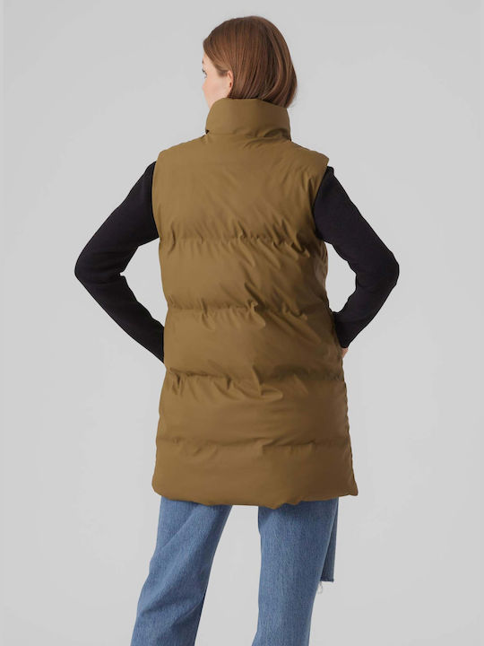 Vero Moda Women's Short Puffer Jacket for Spring or Autumn Beige