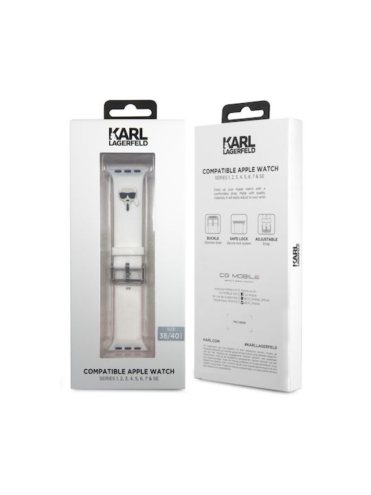 Karl Lagerfeld Karl's Head Curea Silicon Alb (Apple Watch 38/40/41/42mm) KLAWMSLKW