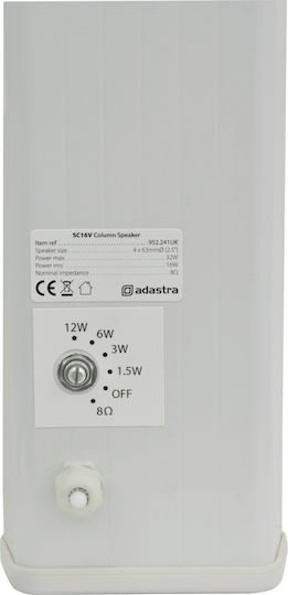 Adastra AD-SC16V Επιτοίχιο Ηχείο 16W (Τεμάχιο) 10x9x70εκ. Λευκό