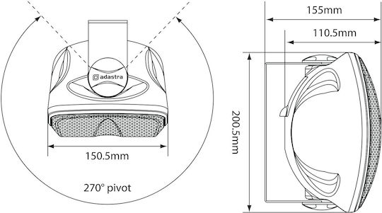 Adastra FC4V-B Passive Wall Installation Speakers 40W Pair 14.5x11.2x19.9cm White