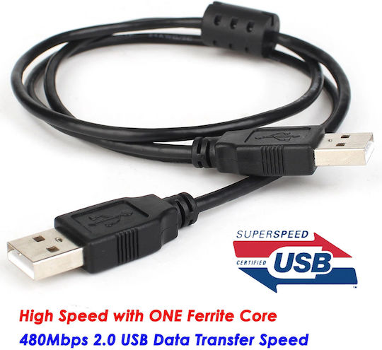 USB 2.0 Kabel USB-A-Stecker - USB-A-Stecker Schwarz 1.5m 18034