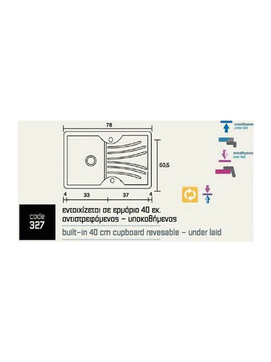 Sanitec Classic Drop-In Spüle aus Verbundgranulat B78xT50cm granite beige