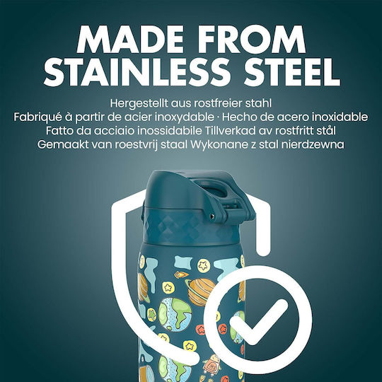 Ion8 Kids Water Bottle Stainless Steel with Straw Non Spill Space 400ml