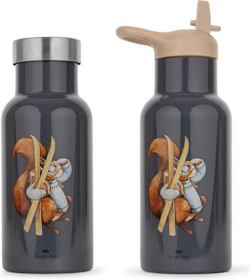 Konges Slojd Val D isere Sticlă pentru Copii Termos Oțel inoxidabil cu Pai Dansosaurus 350ml