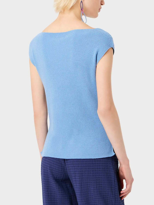 Emporio Armani pentru Femei de Vară Bluză Mâneci scurte Albastră