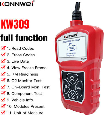 Konnwei Instrument de diagnosticare auto Digital OBD 2 cu Cablu