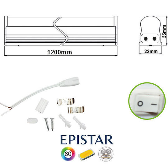 Aca Φωτιστικό Под Кухненски Шкаф LED с Превключвател Ш120xД3.5xВ3.5см.