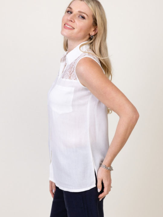 Pronomio Women's Sleeveless Shirt White