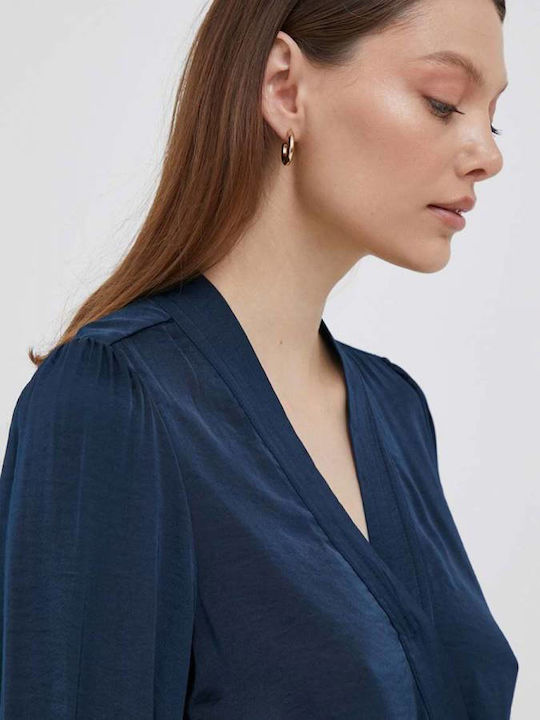 Karim Mini Hemdkleid Wickel Blau