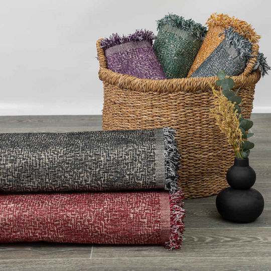 Borea Tile Three-Seater Sofa Throw Chenille 180x300cm Purple