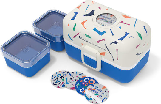 Monbento Δοχείο Φαγητού Πλαστικό Blue Terrazzo με Χωρίσματα 800ml