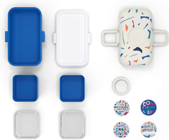 Monbento Δοχείο Φαγητού Πλαστικό Blue Terrazzo με Χωρίσματα 800ml