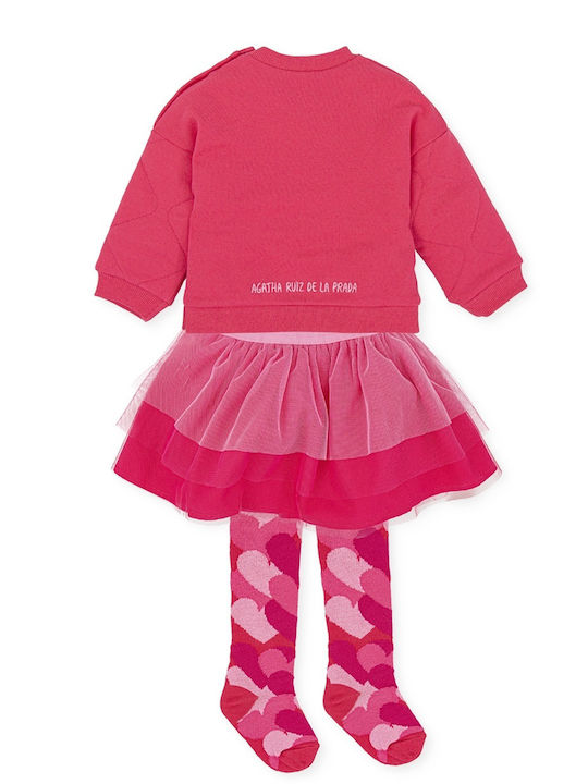 Agatha Ruiz De La Prada Kids Set with Skirt Winter 3pcs Fuchsia