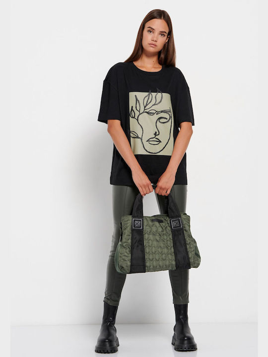 Funky Buddha Γυναικείο Oversized T-shirt Μαύρο