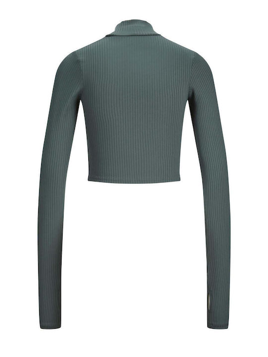 Women's Crop Top Long Sleeve Green