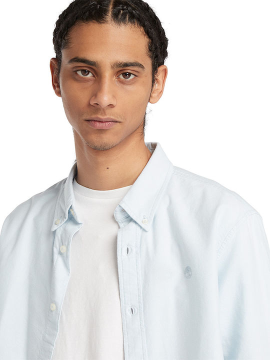 Long-sleeved Cotton Shirt Light Blue