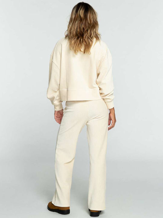 Keep It Straight Women's Fabric Trousers Straight Line White