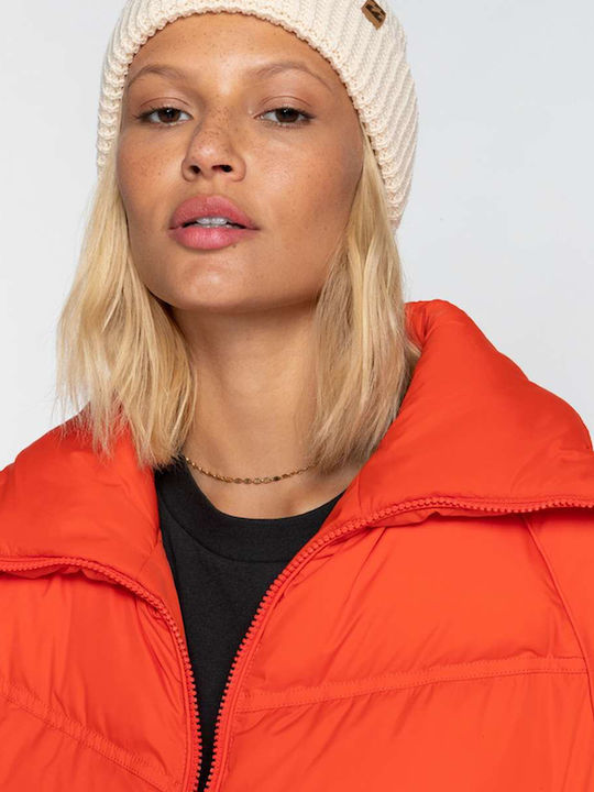 Paradise Women's Short Puffer Jacket for Winter Red