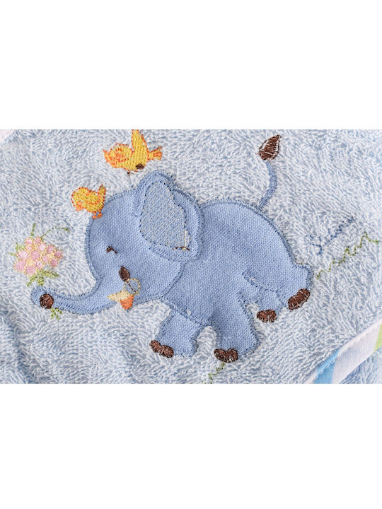 Cangaroo Baby Bath Towel-Bathrobe With Hood Manny Blue 76x76cm
