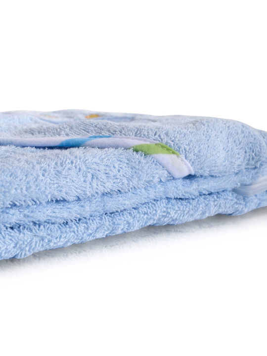 Cangaroo Baby Bath Towel-Bathrobe With Hood Manny Blue 76x76cm