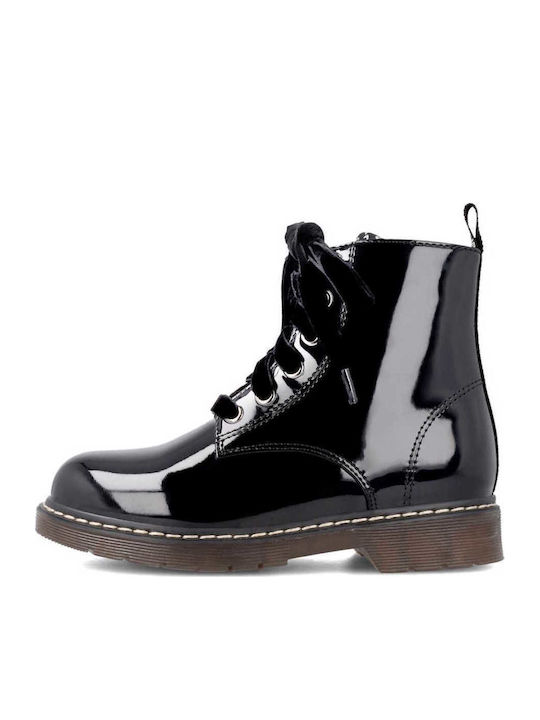 Kids Boots from Patent Leather with Zipper Black