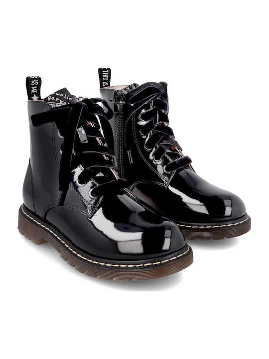 Kids Boots from Patent Leather with Zipper Black