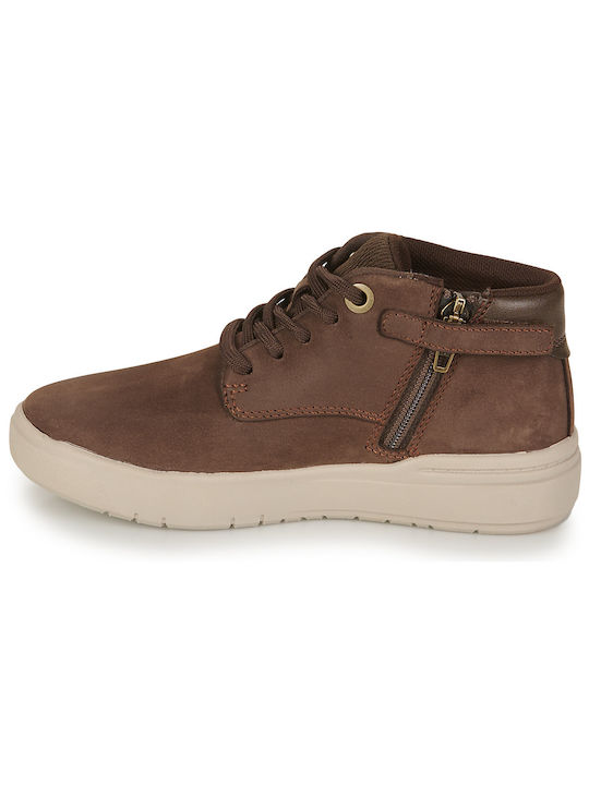 Leather Kids Boots with Laces Brown