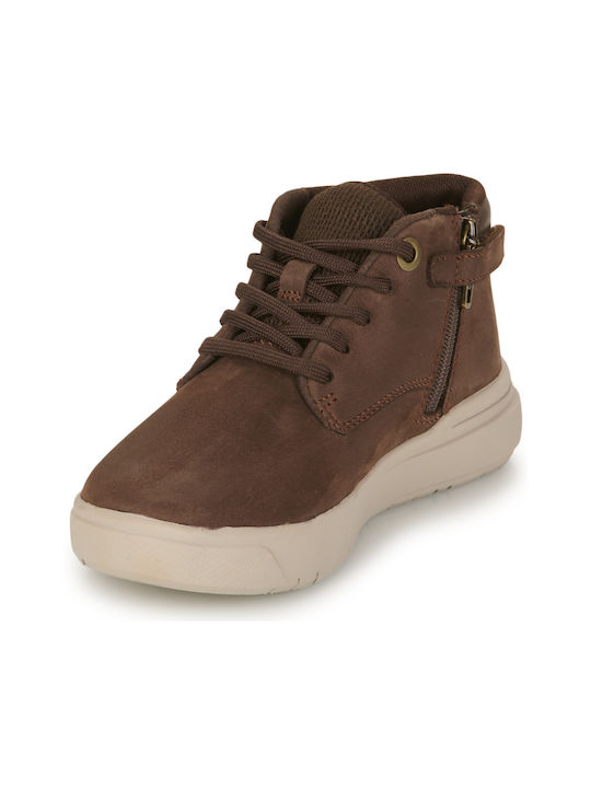 Leather Kids Boots with Laces Brown