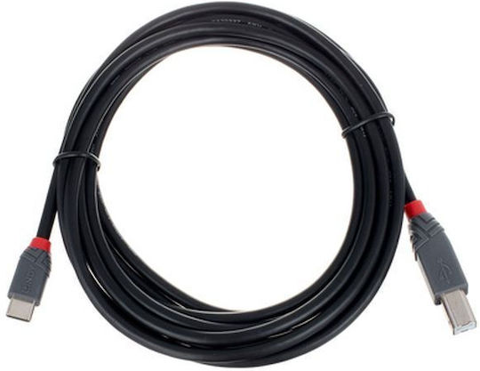 Lindy USB 2.0 Cable USB-C male - USB-B Μαύρο 3m 36943