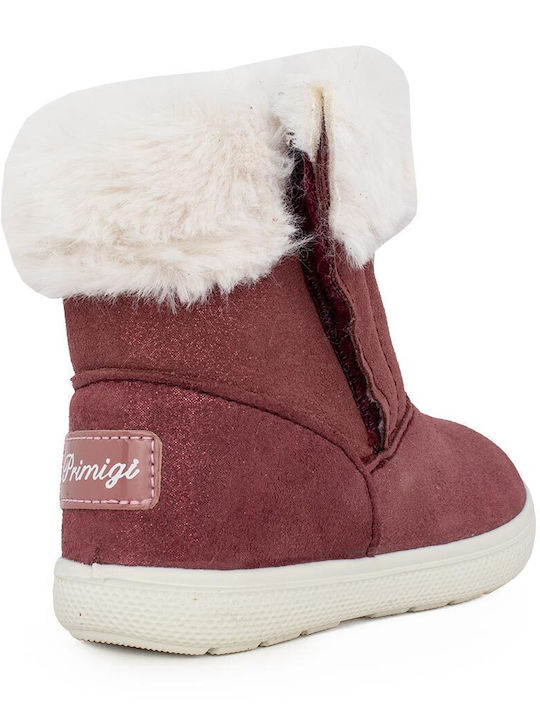 Anatomical Suede Kids Boots with Velcro Burgundy