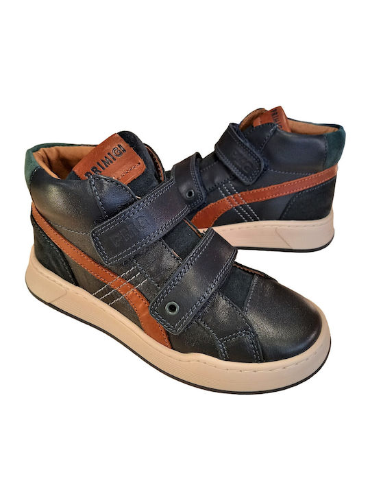 Leather Kids Boots with Velcro Blue