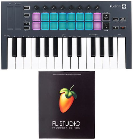 Novation Tastatura Midi FLkey Mini Image-Line FL Studio Producer Edition Bundle cu 25 taste Negru