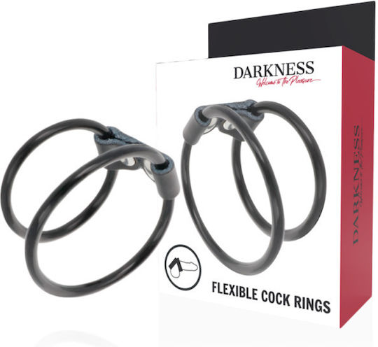 Darkness Leather Double Cock Ring Black