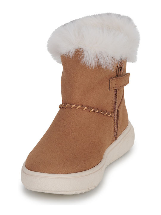 Theleven Suede Kids Boots with Zipper Brown