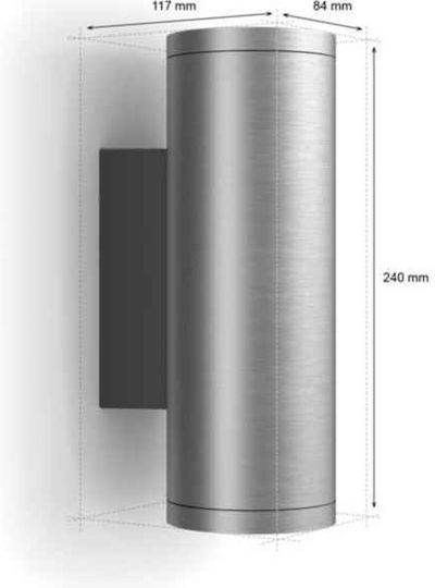 Philips Επιτοίχιο Εξωτερικό Φωτιστικό IP44 Διπλής Δέσμης 24x8x11.7εκ.