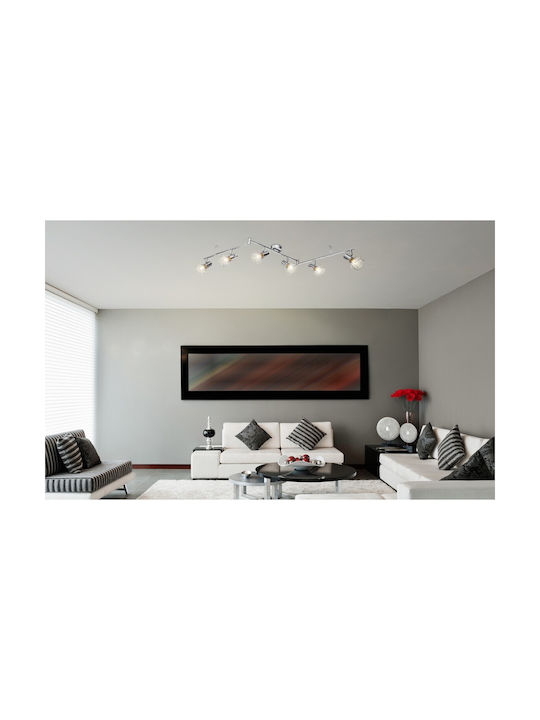 Globo Lighting Spot with 6 Lights and with Socket E14 in Silver Color