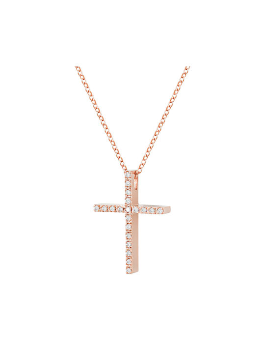 Kiriakos Gofas Women's Rose Gold Cross 18K with Chain