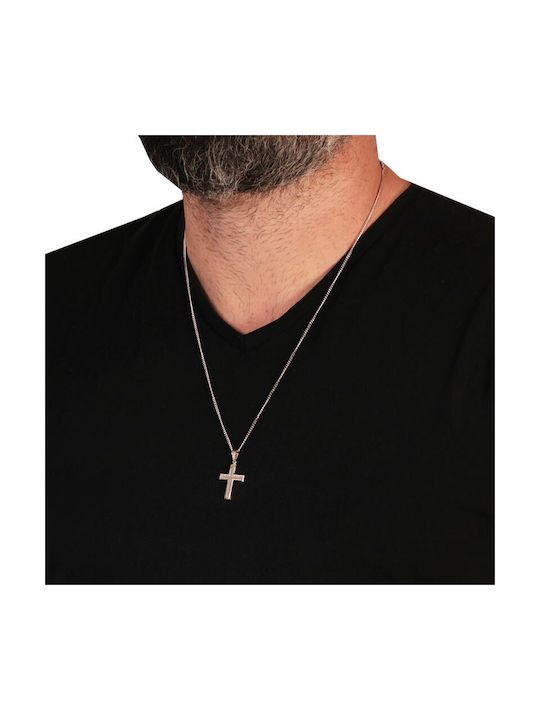 Men's White Gold Cross 14K